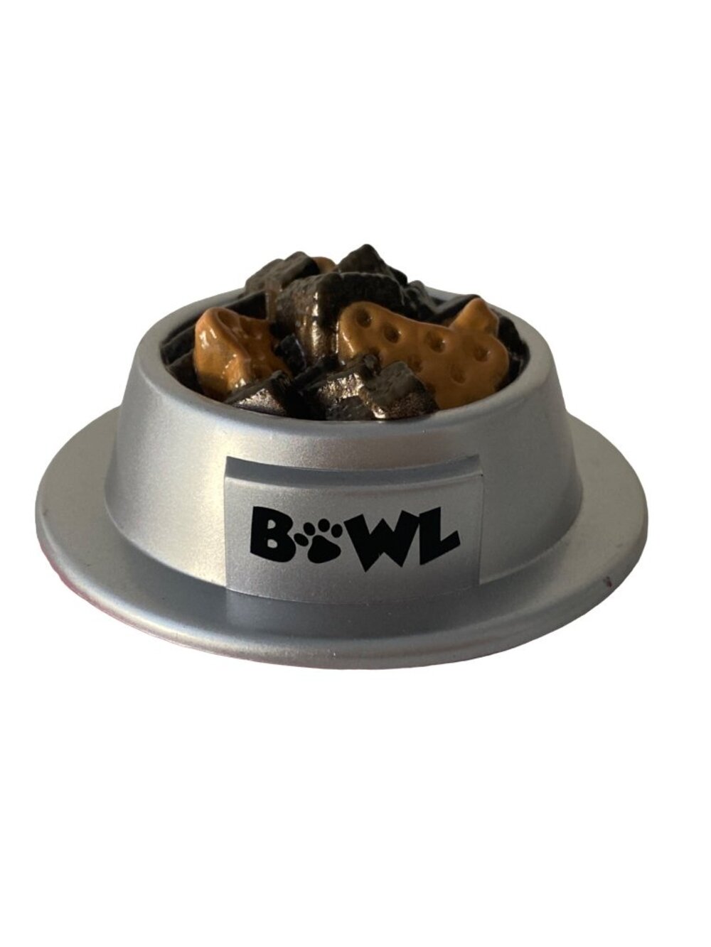BUILD A BEAR SILVER DOG BOWL BROWN FOOD PET ACCESSORY